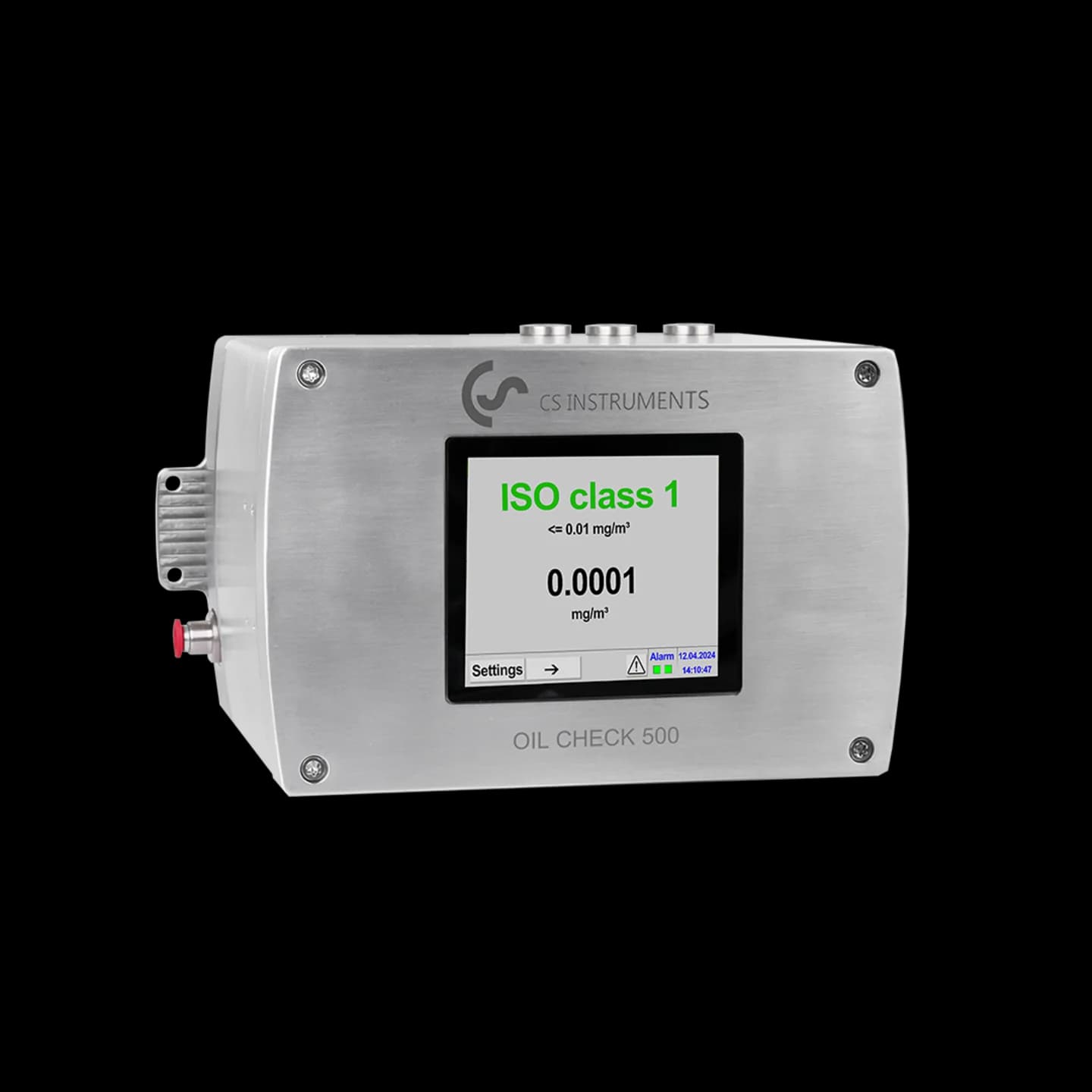 Restölsensor OIL CHECK 500 mit Display, das ISO-Klasse 1 anzeigt